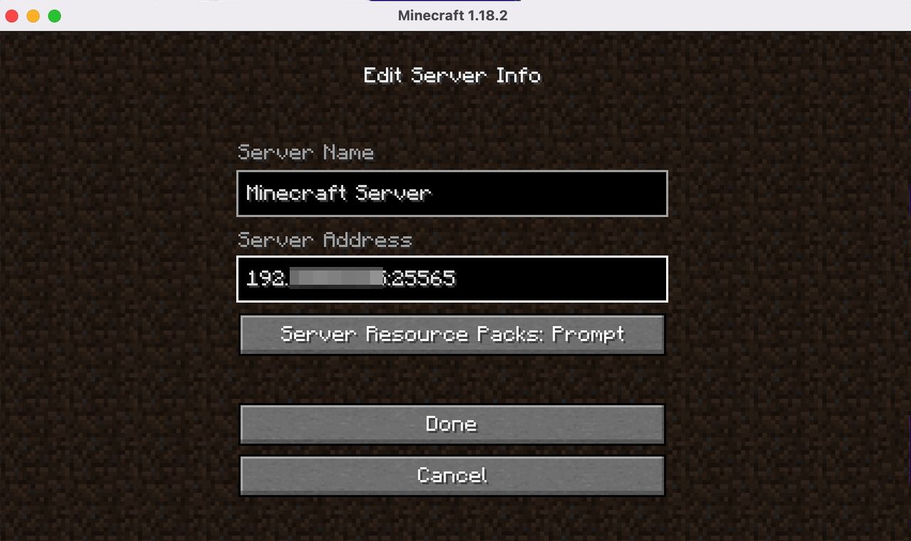 Add Minecraft Address