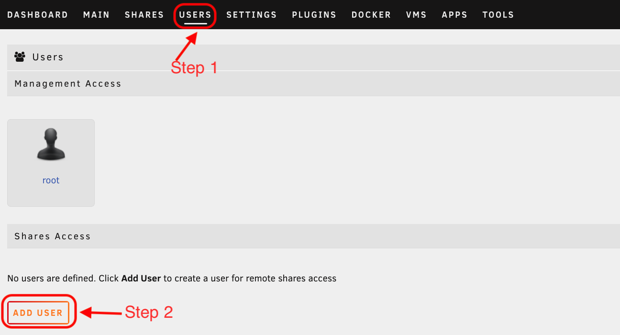 Using Unraid Configuring User Information