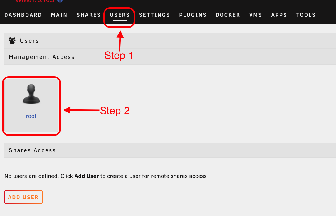 Using Unraid Configuring User Information